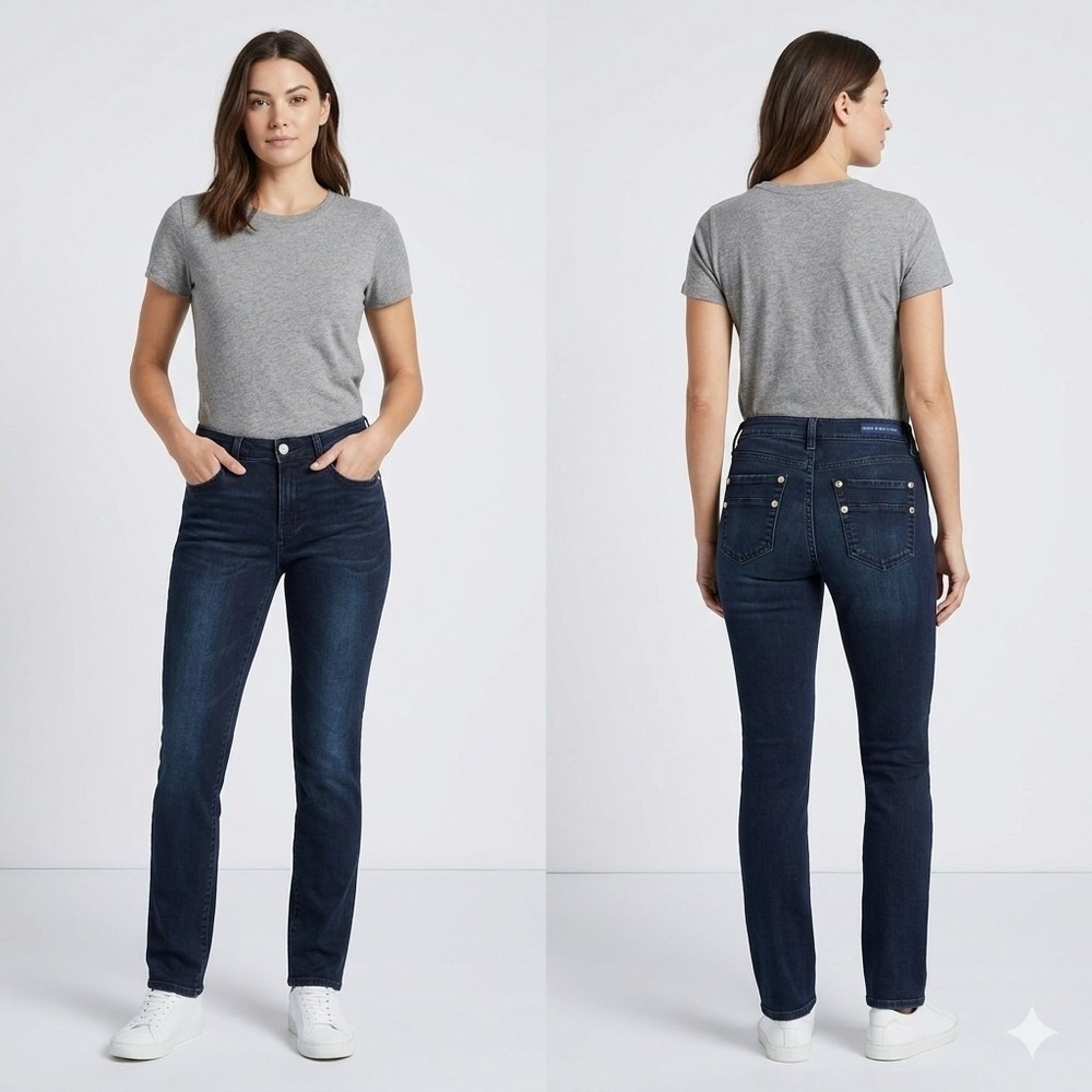 Rock & Republic Dark Wash Jeans Women's Denim Slim Fit Studded Detail Size 30x27
